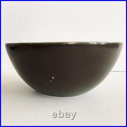 Vintage European Studio Pottery Bowl Olive Green Brown, Modern 70s Masculine Art