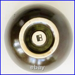 Vintage European Studio Pottery Bowl Olive Green Brown, Modern 70s Masculine Art