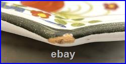 Vintage Faenza Italian Majolica Garofano Carnation Large Oval Ceramic Bowl