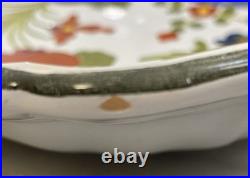 Vintage Faenza Italian Majolica Garofano Carnation Large Oval Ceramic Bowl