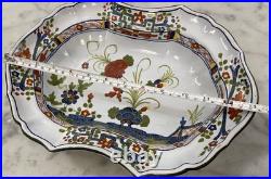 Vintage Faenza Italian Majolica Garofano Carnation Large Oval Ceramic Bowl