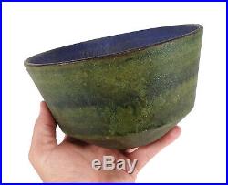 Vintage Fantoni Raymor Italian Art Pottery Bowl Textured Blue Green Glazes Italy