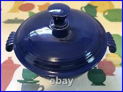Vintage Fiesta Cobalt Blue Covered Onion Soup Bowl Fiestaware HLC USA RARE RARE