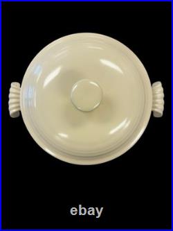 Vintage Fiesta Covered Onion Soup Ivory Flat Bottom Fiestaware Wear