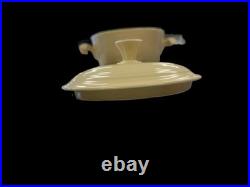 Vintage Fiesta Covered Onion Soup Ivory Flat Bottom Fiestaware Wear