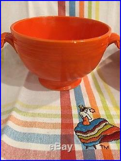 Vintage Fiesta Red Rare Covered Onion Soup Bowl Fiestaware