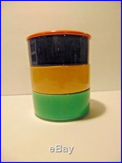 Vintage Fiesta Refrigerator Stacking Bowls 3 Bowls & Lid Yellow Green Blue mg