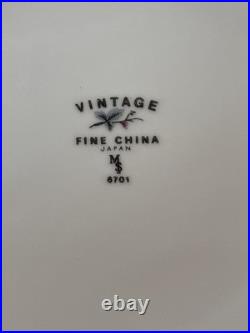Vintage Fine China Japan Grapevine Platinum Trim #6701 32 Piece Set- PLEASE READ