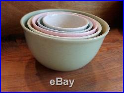 Vintage Five piece Bauer pottery Nesting speckled mixing bowls 12,18,24,30 & 36