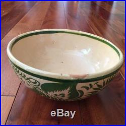 Vintage Folk Art Hand-painted Mexican Redware Pottery Nesting Bowls