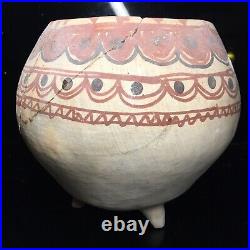 Vintage Folk Art Latin South American Tripod Pottery Vessel Bowl