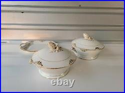 Vintage France Paris Porcelain Set of Covered Serving Bowls & Handle Serve Tray