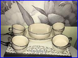 Vintage FranciscanMasterpieceChina Ivory with Platinum Band 8 Cups&2 dishesVG+used