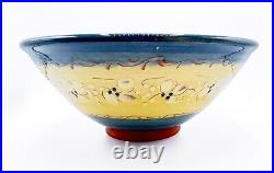 Vintage French Country Hand-Painted & Glazed Terra Cotta Pottery Bowl