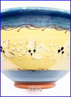 Vintage French Country Hand-Painted & Glazed Terra Cotta Pottery Bowl