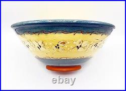 Vintage French Country Hand-Painted & Glazed Terra Cotta Pottery Bowl