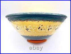 Vintage French Country Hand-Painted & Glazed Terra Cotta Pottery Bowl