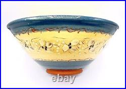 Vintage French Country Hand-Painted & Glazed Terra Cotta Pottery Bowl