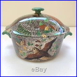 Vintage French Gien Faience Serving Bowl & Lid Rambouillet Collection Pheasants