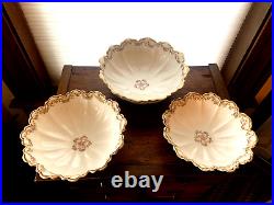 Vintage French Haviland Limoge Pink Roses Footed Serving Bowl Set Of 3 (69)