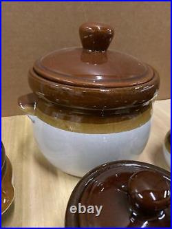 Vintage French Onion Soup Ceramic Crock Chili Bowls with Lids Set of 9 Pottery