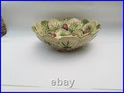 Vintage French majolica Strawberry strainer colander bowl dish rare