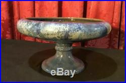Vintage Fulper Art Pottery Chinese Blue Flambe Crystalline Footed Bowl Compote