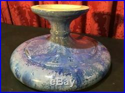 Vintage Fulper Art Pottery Chinese Blue Flambe Crystalline Footed Bowl Compote