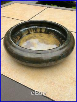 Vintage Fulper Art Pottery Low Center Rolled Bowl with Beautiful Glaze