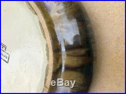 Vintage Fulper Art Pottery Low Center Rolled Bowl with Beautiful Glaze