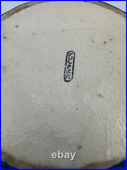 Vintage Fulper Pottery Ruffled Blue Bowl 10 x 4.5 Spiral Swirl Pattern