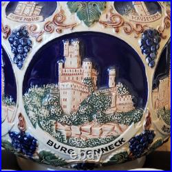 Vintage GERZ German Castle Tureen Punch / Soup Bowl 6 Individual Mugs Cups Set