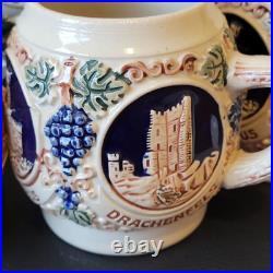 Vintage GERZ German Castle Tureen Punch / Soup Bowl 6 Individual Mugs Cups Set