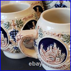 Vintage GERZ German Castle Tureen Punch / Soup Bowl 6 Individual Mugs Cups Set