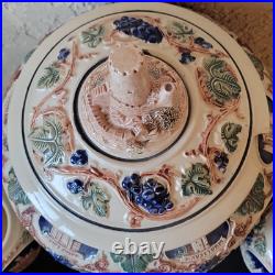 Vintage GERZ German Castle Tureen Punch / Soup Bowl 6 Individual Mugs Cups Set