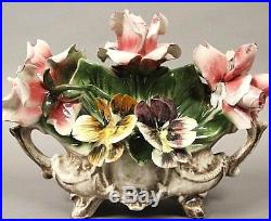Vintage Genuine Capodimonte Pitcher, Flowers & Bowl with 2 Extra Flowers