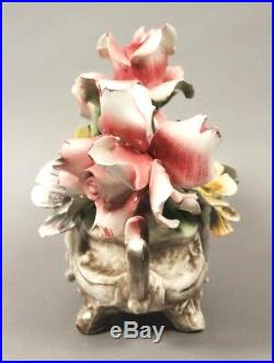 Vintage Genuine Capodimonte Pitcher, Flowers & Bowl with 2 Extra Flowers