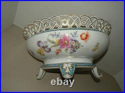 Vintage German Nymphenberg Reticulated Large Porcelain Service Bowl Tureen Look