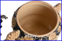 Vintage German Peter Gerz Castle Stoneware Punchbowl Tureen Set with 5 Mugs