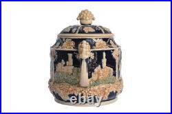 Vintage German Peter Gerz Castle Stoneware Punchbowl Tureen Set with 5 Mugs