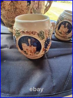 Vintage Gerz German Castle Stoneware Punch Bowl Set. Excellent Condition