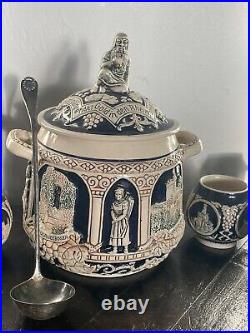 Vintage Gerz German Punch Bowl Set with Cups & Silver Ladle