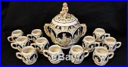 Vintage Gerz Tureen/Punch Bowl & 12 Cups, Made in Germany