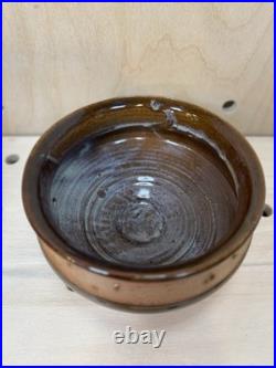 Vintage Glidden # 2 Pottery Stoneware MCM Bowl Dish Glazed Brown