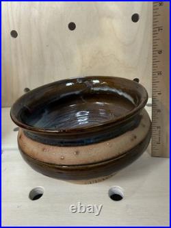 Vintage Glidden # 2 Pottery Stoneware MCM Bowl Dish Glazed Brown