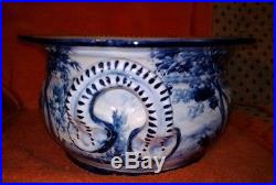 Vintage Global Views Large Bowl Blue Basket Made Italy art pottery Ceramic