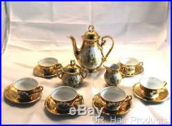 Vintage Gold Plated Bavarian Tea Set-tea Pot-creamer-sugar Bowl-6 Cups & Saucer