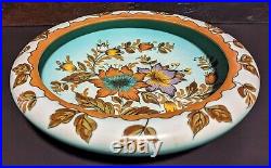 Vintage Gouda Ceramic Pottery Holland Royal Zuid Kitty Floral Bowl 9.5 3206
