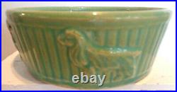 Vintage Green Robinson Ransbottom Pottery (R. R. P. CO.) Roseville Dog Bowl/Dish