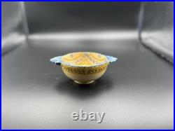 Vintage HB Quimper Faience Bowl Hand-Painted Breton Figure, Blue & Yellow